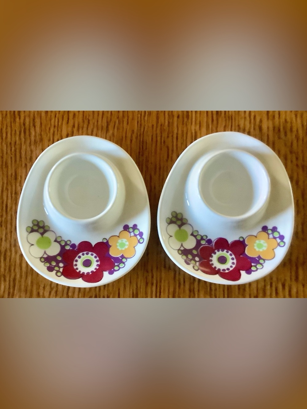 Set of 2 60's Figgjo Flint Turi GRAMSTAD Maja Mexico HTF Pattern Egg Cups Norway
